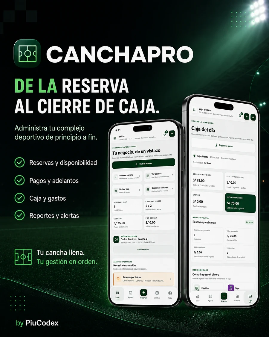 CanchaPro gestión de caja y cierre